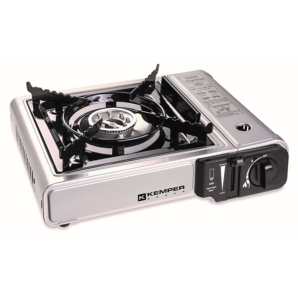 KEMPER - Réchaud à gaz 2200W + 8 cartouches de gaz Détendeur de pression Double système de sécurité. Puissance réglable KEMPER - large