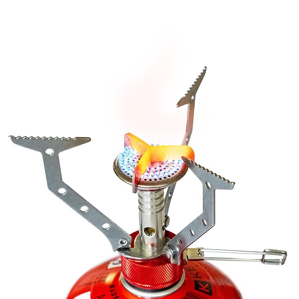 KEMPER - Réchaud gaz portable 4.5 kW + 4 cartouches gaz 230gr - Brûleur randonnée anti-vent Pliable Léger Camping Haute montagne KEMPER - large