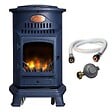 SAHARA - Poele à gaz 3,4KW Bleu Saphir Mat Effet poêle à bois Fonte véritable + Tuyau gaz + détendeur butane Provence Sahara - vignette