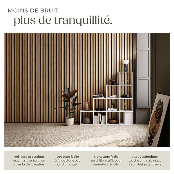 TECTAKE - ensemble 4 panneaux acoustiques en mdf en bois chêne marron 120x60x2 cm décor scandinave - large