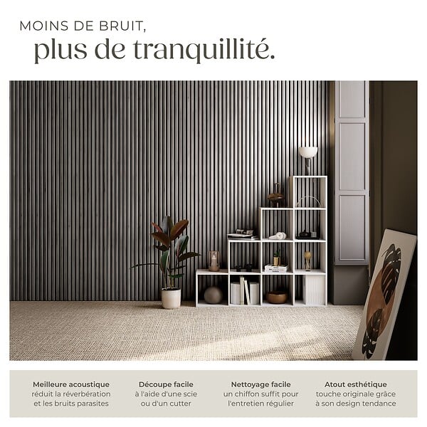 TECTAKE - Panneaux acoustiques SONIC WALL aspect bois chêne gris clair - large