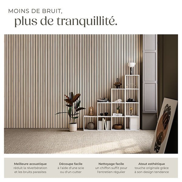 TECTAKE - Panneaux acoustiques SONIC WALL aspect bois Chêne clair - large