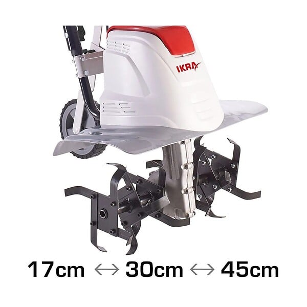 IKRA - Motobineuse électrique 1500W Largeur de travail 17-45cm 6 fraises - Profondeur de travail 23cm - Préparation sol jardin IKRA - large