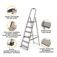 HOSTRÃ–M - Escabeau 6 marches DURA pliable, marchepied léger en aluminium, hauteur plateforme 119cm, pieds antidérapants, charge 150kg, garantie 5 ans Hoström - vignette