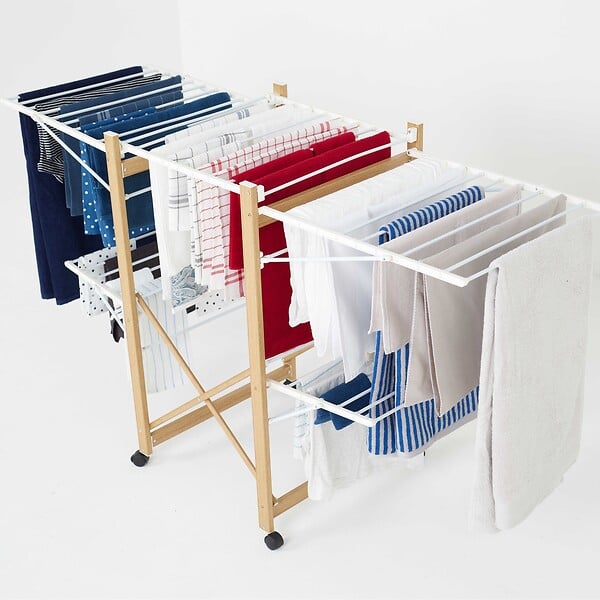 KITCHEN MOVE - Séchoir à linge avec roulettes USHUAIA blanc 32M - large