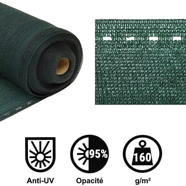 GT GARDEN - Brise vue vert, 160 g/m² - 1,50 x 25 mètres - large