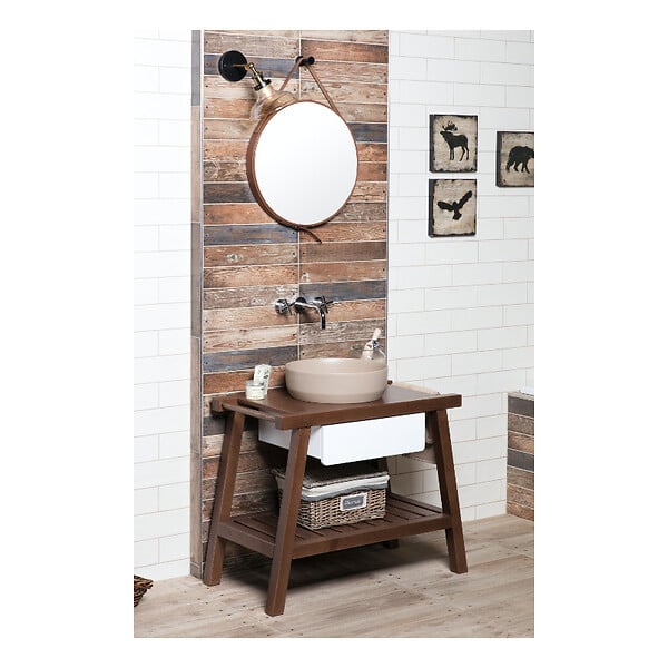 SWISS AQUA TECHNOLOGIES - Swiss Aqua Technologies Set vasque à poser 39x39x12cm sans trop-plein + bonde à écoulement libre Infinitio marron mat - large