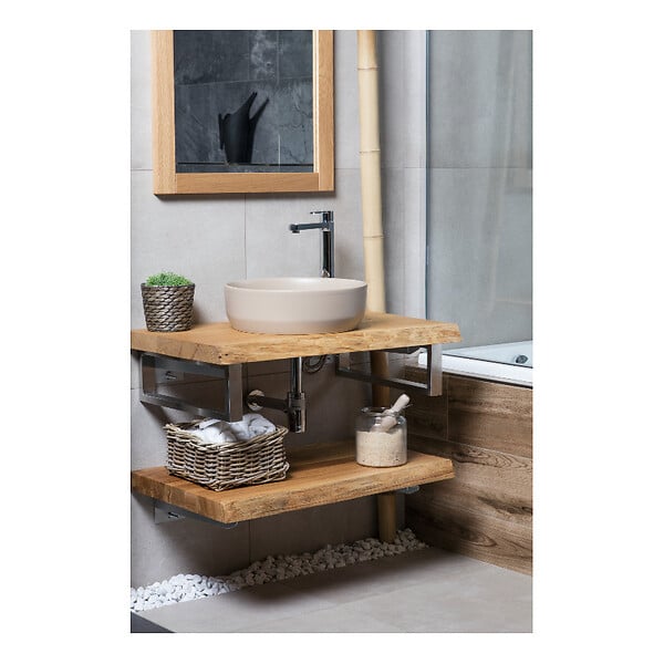 SWISS AQUA TECHNOLOGIES - Swiss Aqua Technologies Set vasque à poser 39x39x12cm sans trop-plein + bonde à écoulement libre Infinitio marron mat - large