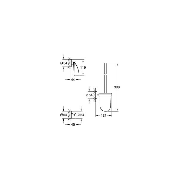 GROHE - Essentials Set d’accessoires 3 en 1 : Patère murale + Brosse WC et support + Support papier-toilette, chrome (40407001) - large