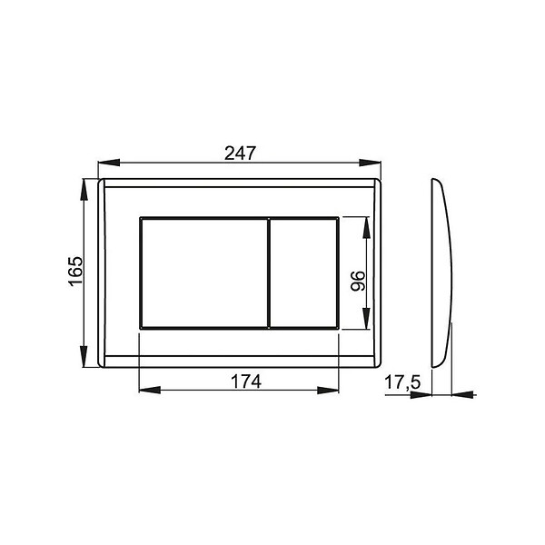 ALCA - Alca Komfort, Plaque de déclenchement, double touche, Chrome mat (M272) - large