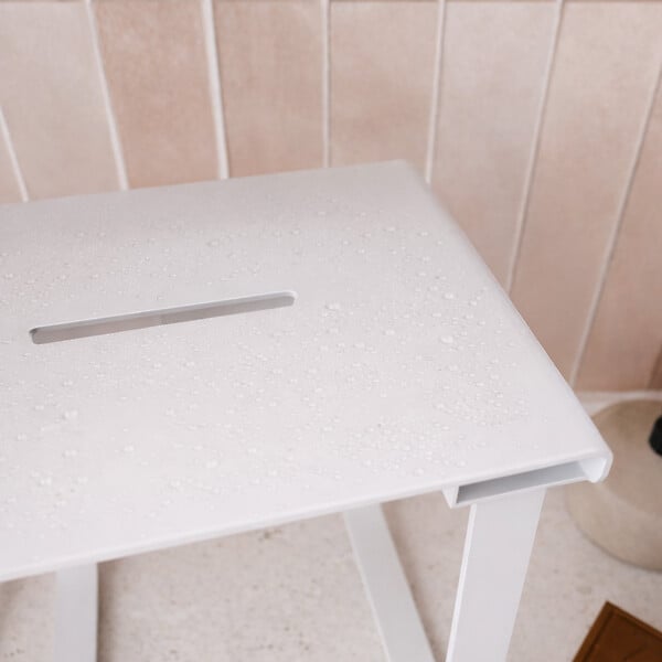 AURLANE - SIEGE DE DOUCHE EN INOX BLANC MAT - 40x30x46 cm - large