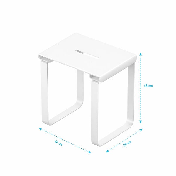 AURLANE - SIEGE DE DOUCHE EN INOX BLANC MAT - 40x30x46 cm - large