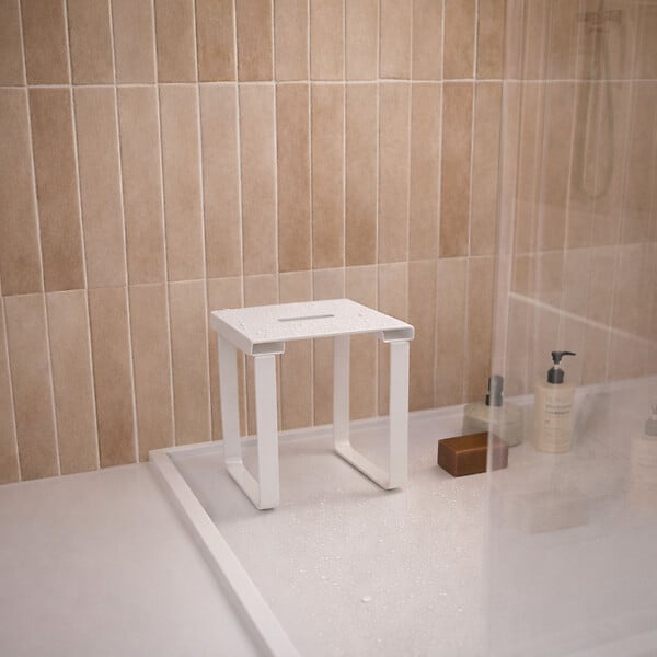 AURLANE - SIEGE DE DOUCHE EN INOX BLANC MAT - 40x30x46 cm - large