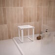 AURLANE - SIEGE DE DOUCHE EN INOX BLANC MAT - 40x30x46 cm - vignette