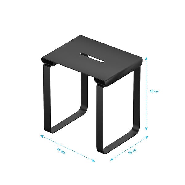 AURLANE - SIEGE DE DOUCHE EN INOX NOIR MAT - 40x30x46 cm - large