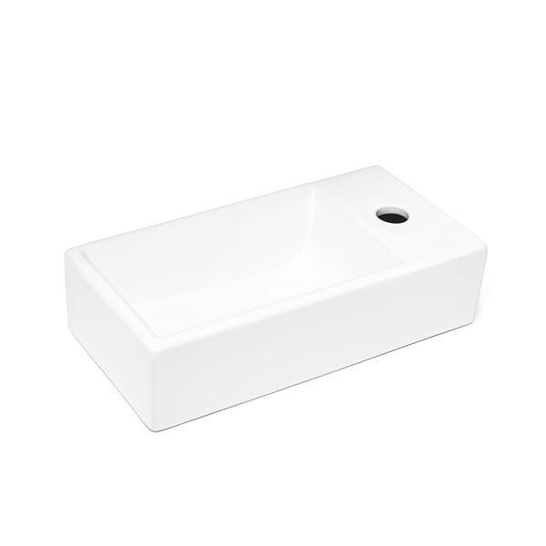 SWISS AQUA TECHNOLOGIES - Swiss Aqua Technologies Brevis Lave-mains suspendu avec trou pour robinetterie à droite, 40,5x20,5x10,5cm (SATBRE4020SR) - large