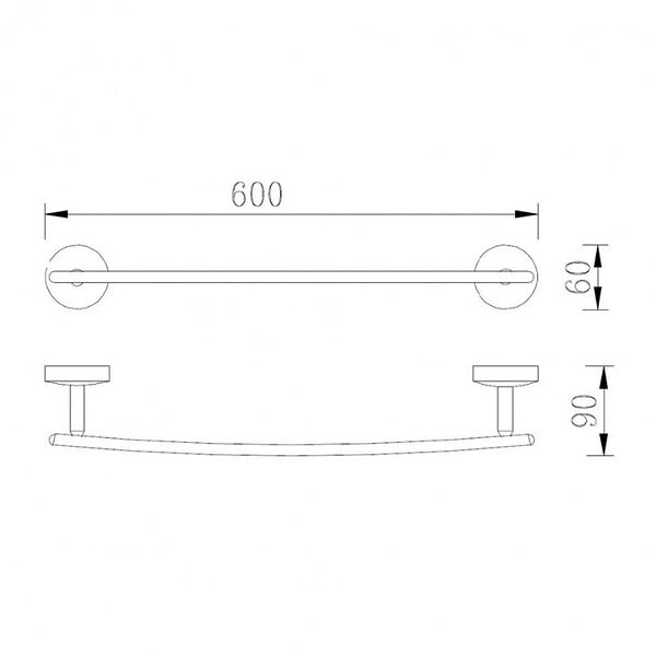 SIKO - Simple Porte-serviettes barre, 60cm, Chrome (SIM23) - large