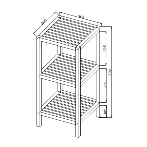 NATUREL - Naturel Etagère sur pied Naturel Home 36x79x36 cm, bois  (HOMEREG3) - large