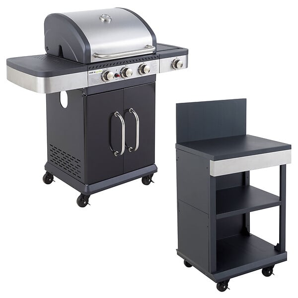 COOK'IN GARDEN - Barbecue au gaz FIDGI 3 avec desserte - large