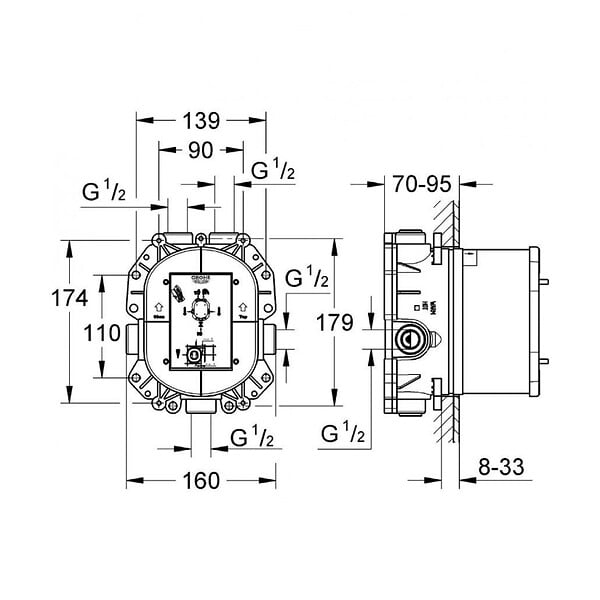 GROHE - Rapido T - Corps encastré pour mitigeur themostatique (35500000) - large