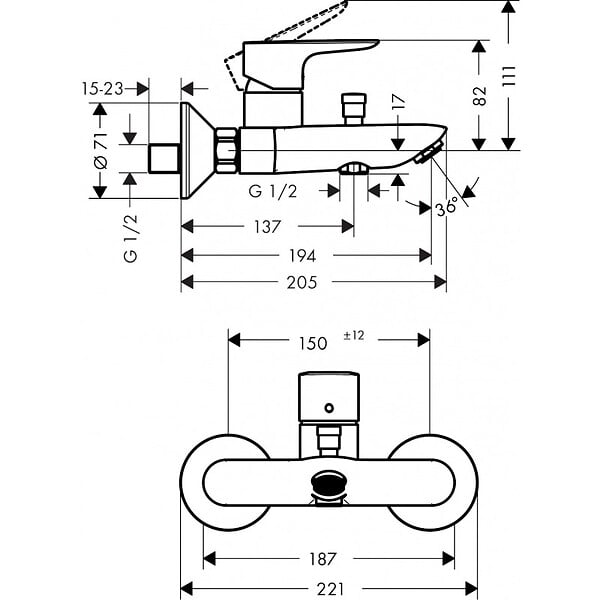 HANSGROHE - Talis E Mitigeur bain/douche avec Limiteur de température, Aspect Doré poli (71740990) - large
