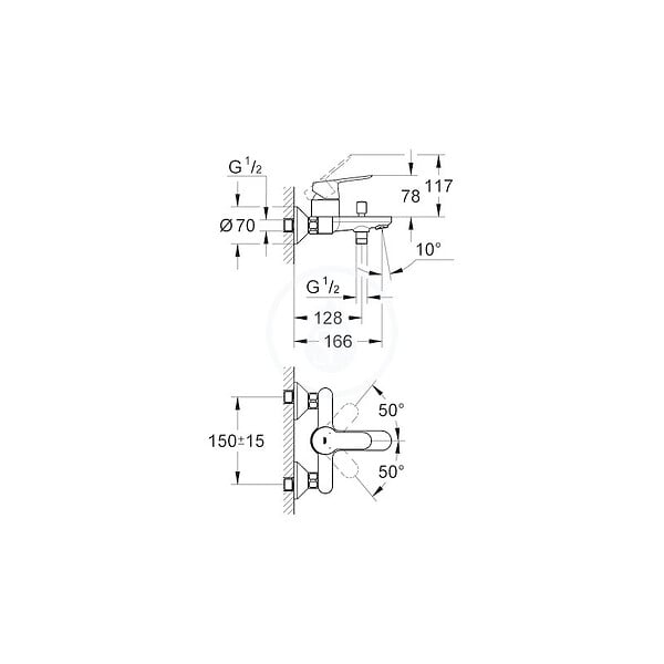 GROHE - Mitigeur monocommande 1/2'' bain/douche, Chrome (MitigeurBD1) - large