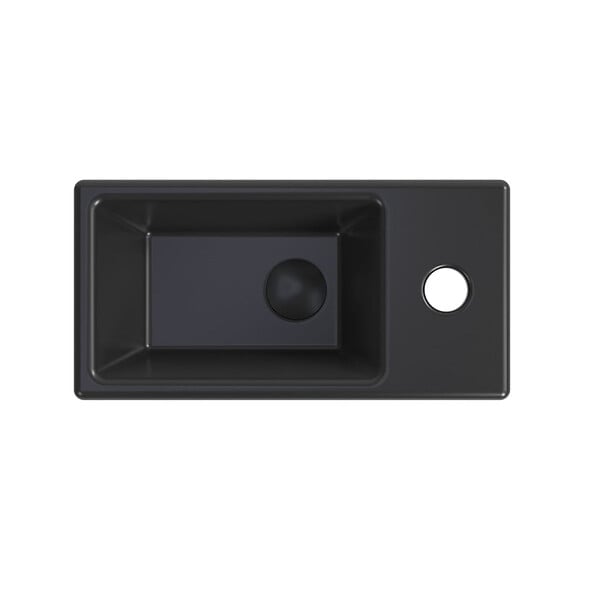 SWISS AQUA TECHNOLOGIES - Swiss Aqua Technologies Lave-mains suspendu Brevis Noir 40,5 × 20,5 × 10,5 cm – trou de robinetterie à droite (SATBRE4020SRBKM) - large