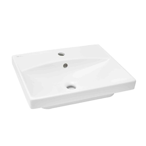 SWISS AQUA TECHNOLOGIES - Swiss Aqua Technologies Brevis Lavabo suspendu avec trou pour robinetterie au milieu, 50,5x40x14cm (SATBRE5040S) - large