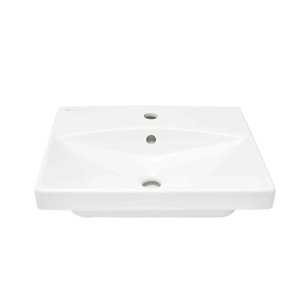 SWISS AQUA TECHNOLOGIES - Swiss Aqua Technologies Brevis Lavabo suspendu avec trou pour robinetterie au milieu, 50,5x40x14cm (SATBRE5040S) - large
