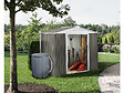 HABITAT ET JARDIN - Abri jardin métal "Dallas" - 4.07 m² avec gouttière et récupérateur d'eau - Taupe - vignette