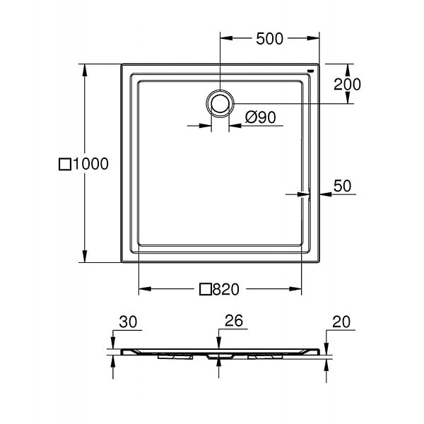 GROHE - Grohe receveur de douche 100x100cm acrylique blanc (39300000) - large