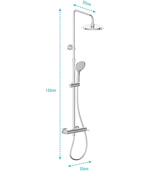 AURLANE - Colonne de douche Mécanique finition Chrome 133x26x52 cm - MOLLY CHROME - large