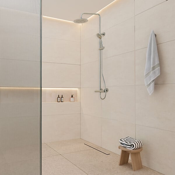 AURLANE - Colonne de douche Mécanique finition Chrome 133x26x52 cm - MOLLY CHROME - large