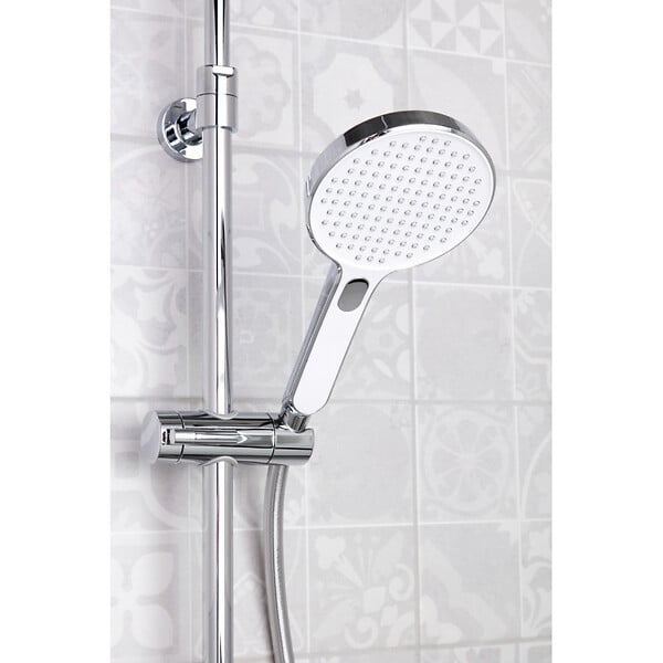 SWISS AQUA TECHNOLOGIES - Set de douche, douchette 3 jets, barre avec curseur, tête de douche XXL 254 mm intégrée, Chrome SATPIPET - large