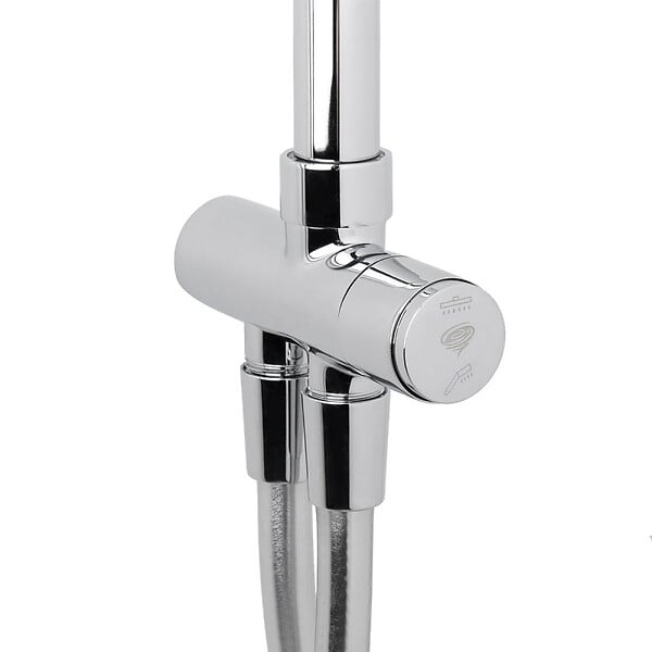 SWISS AQUA TECHNOLOGIES - Set de douche, douchette 3 jets, barre avec curseur, tête de douche XXL 254 mm intégrée, Chrome SATPIPET - large