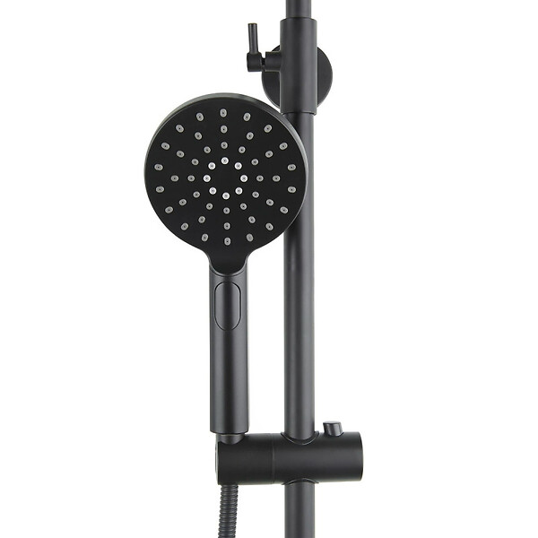 SWISS AQUA TECHNOLOGIES - Swiss Aqua Technologies Colonne de douche avec mitigeur mécanique + Douche de tête 200mm +  Douchette 3 jets, Noir mat (SATSSPKC) - large