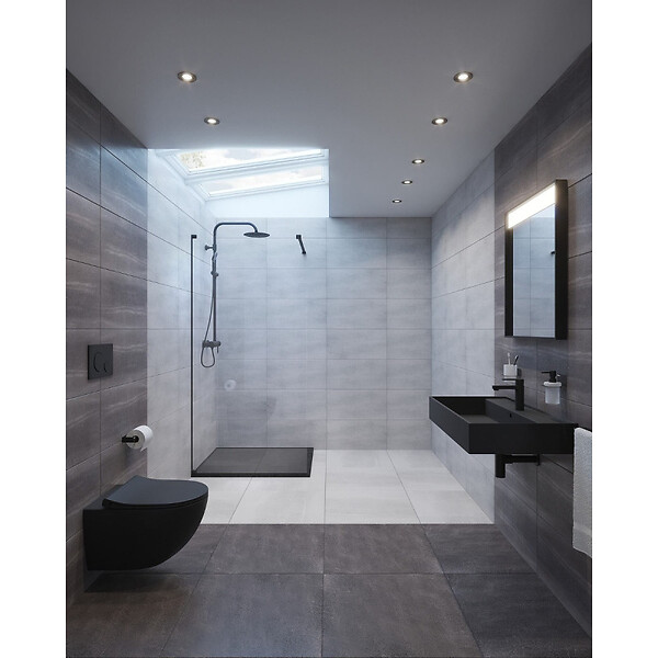 SWISS AQUA TECHNOLOGIES - Swiss Aqua Technologies Colonne de douche avec mitigeur mécanique + Douche de tête 200mm +  Douchette 3 jets, Noir mat (SATSSPKC) - large