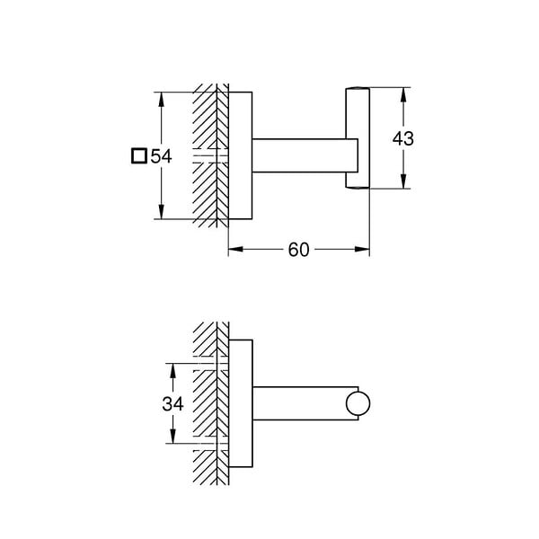 GROHE - Patère murale - Fintion Chromée GROHE QuickFix - START CUBE - large