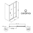 CERAMIA - Ceramia PURA Porte de douche 140x195cm coulissante anticalcaire avec profilés Chrome brillant (CERAHP140C) - vignette