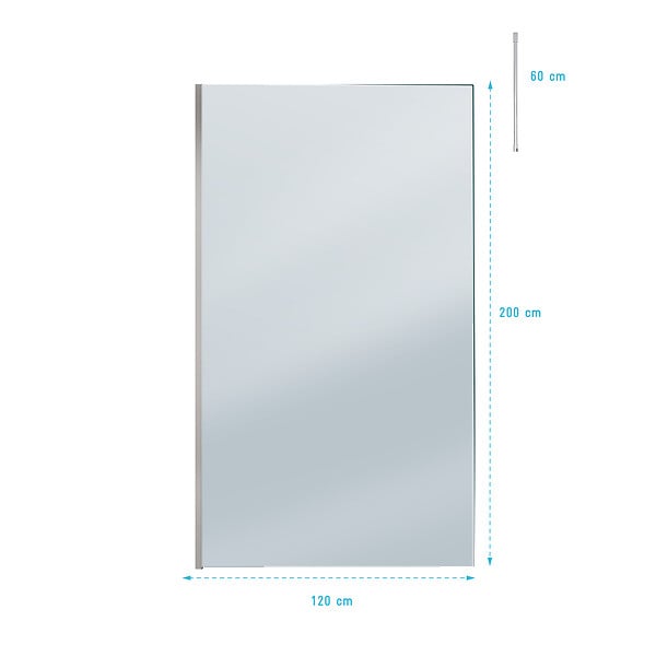 AURLANE - Paroi de Douche 120x200cm Verre Fumé - Profilé + Barre Plafond Finition Chrome - FREEDOM 2 SMOKED - large