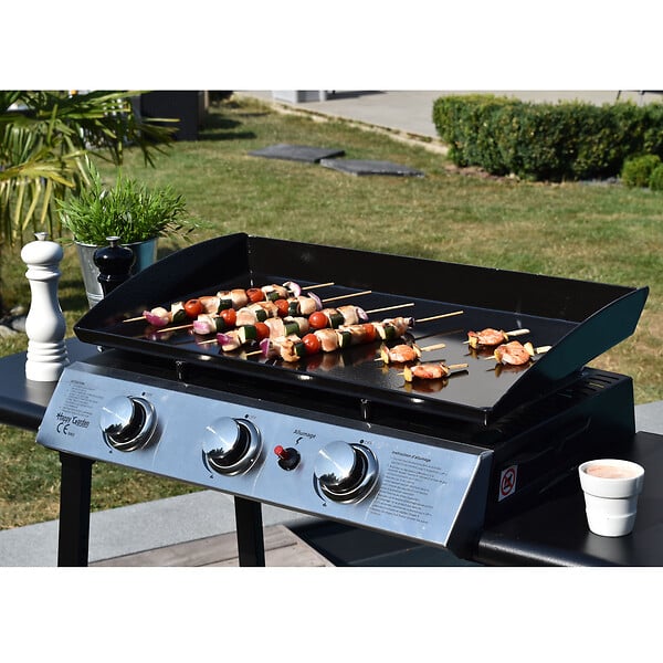 HAPPY GARDEN - Plancha au gaz SÉVILLE - 3 brûleurs 7,5kW + chariot - large