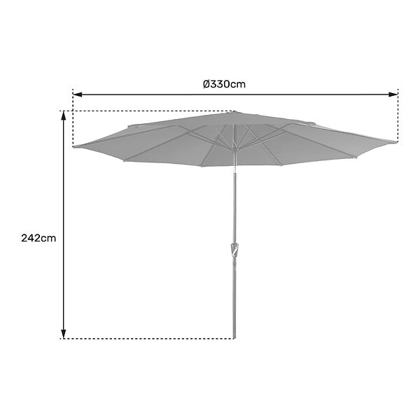 HAPPY GARDEN - Parasol droit HAPUNA rond 3,30m de diamètre noir - large