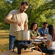 PROWELTEK - Rechaud gaz 4 pieds Fonte véritable 9,8 KW 2 Bruleurs Plats grands volumes - vignette
