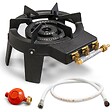 PROWELTEK - Rechaud à gaz en Fonte véritable 9,8 KW 4 pieds 2 bruleurs + Tuyau gaz à vis 1.50m + Détendeur Propane TRIGLAV - vignette