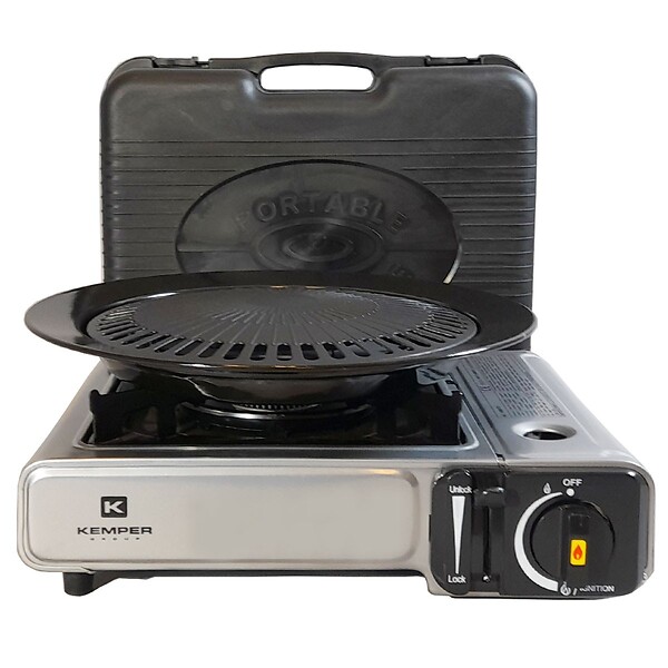 KEMPER - Barbecue à gaz et Réchaud gaz piézo 2200W 2 en1 Camping KEMPER - large