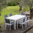 HAPPY GARDEN - Salon de jardin extensible 10 places de 180/300cm en textilène gris - aluminium blanc VENEZIA - vignette
