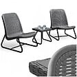 TECTAKE - Salon Modica façon rotin pour 2 personnes, ergonomique gris - vignette