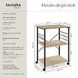 TECTAKE - Chariot de service Rugby 65,5x45,5x88,5cm Bois clair industriel, Chêne Sonoma - vignette