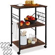 TECTAKE - Chariot de service Rugby 65,5x45,5x88,5cm Bois foncé industriel, rustique - vignette
