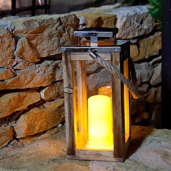 LUMISKY - Lanterne solaire en bois OAKY H28cm - large